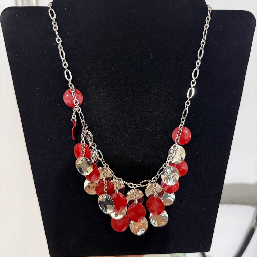 Thalia Sodi Gold and Red Round Dangle Necklace